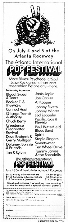Atlanta Pop Fest. '69 ad