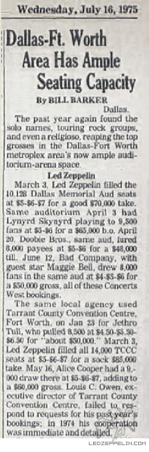 Dallas / Ft Worth 1975 - press