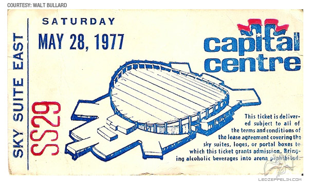 Landover 5-28-77 Sky Suite Ticket