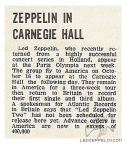 Oct. 1969 press Carnegie Hall - Olympia