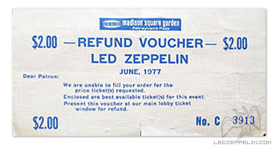 NY 1977 Ticket Voucher
