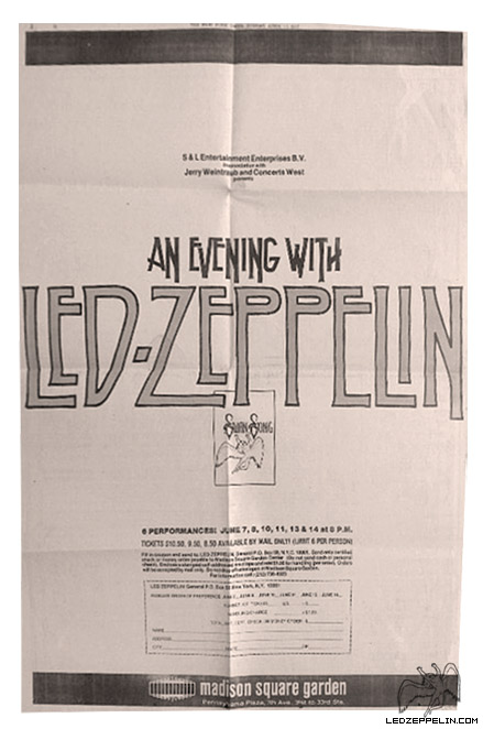 New York 1977 - tickets order form