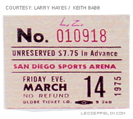 San Diego '75 ticket