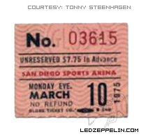 San Diego 3.10.75 ticket
