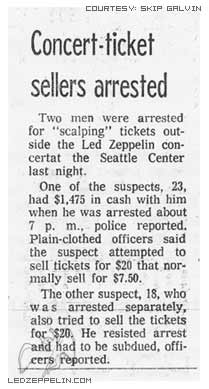 Seattle '75 - scalpers arrested