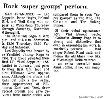 Winterland Nov. '69 press