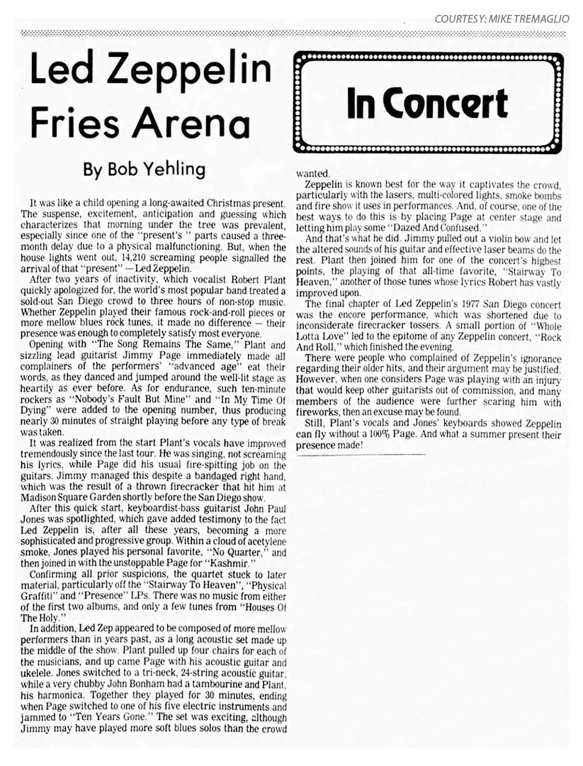 San Diego 1977 Review (LZ Fries Arena)