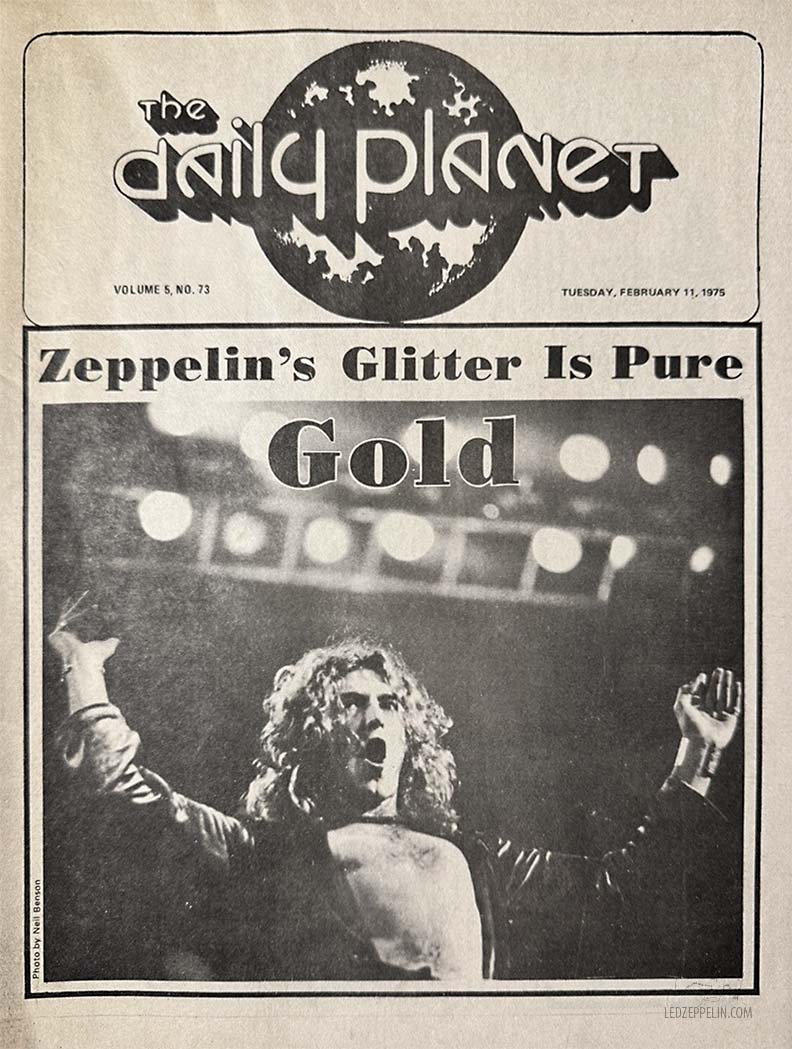 Daily Planet (Feb. 1975 - Philadelphia Review) Zeppelin's Glitter Is Pure