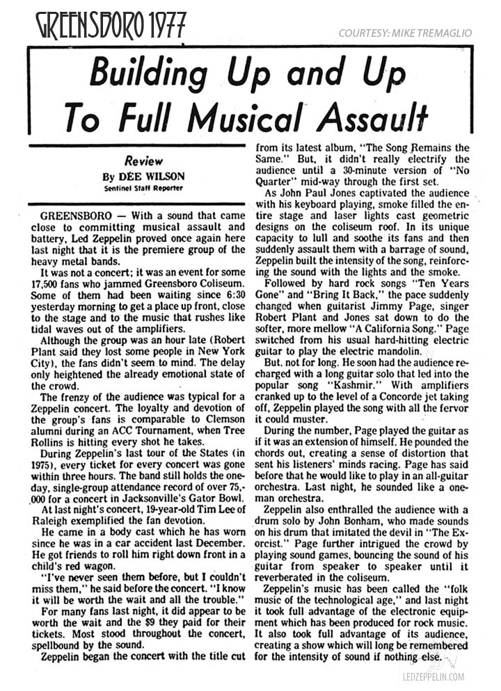 Greensboro 1977 Review (Full Musical Assault)