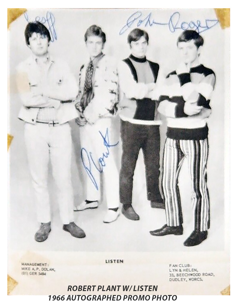 Robert Plant w/ Listen 1966 Autographed Promo