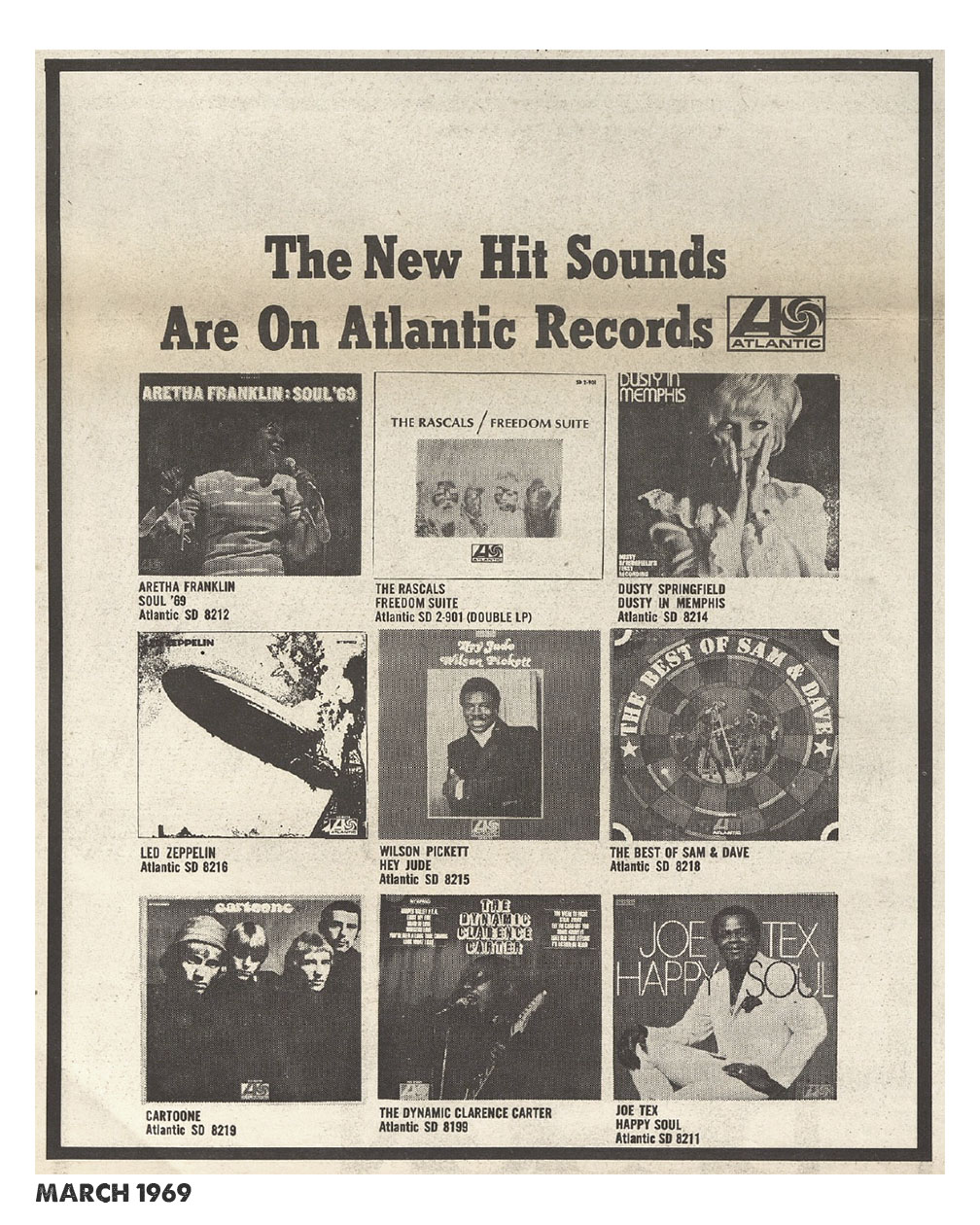'New Hit Sounds Are On Atlantic' | March 1969 (ad)