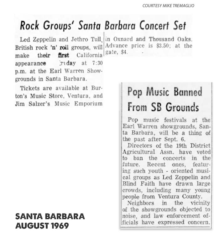Santa Barbara 8-1-69 (Press / LZ Coming, Pop Concerts Banned)