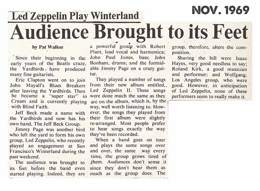 Winterland - Nov. 1969 Review (Audience Brought To Its Feet)