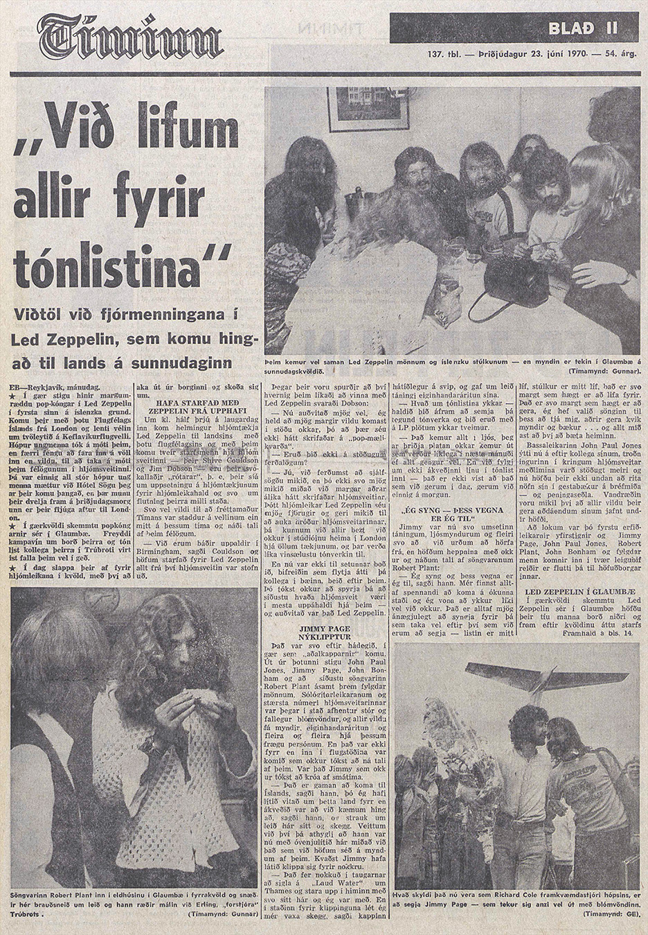 Iceland 1970 (Timinn) "We Live For the Music'
