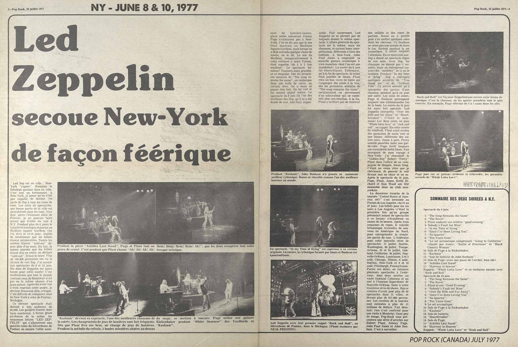New York June 8 & 10, 1977 Review (Pop Rock, Canada)