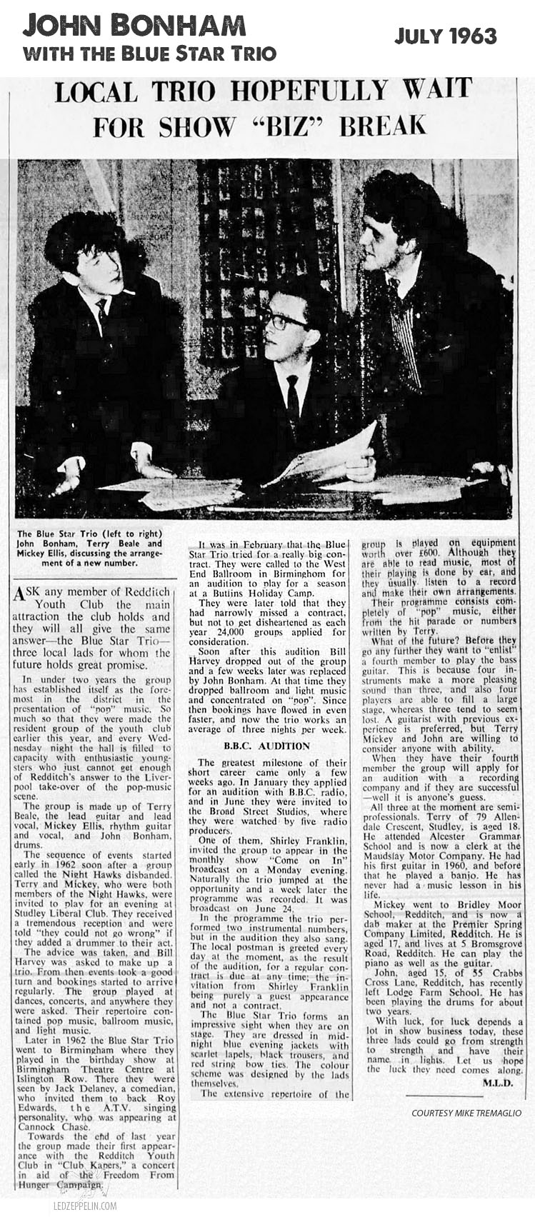 John Bonham with the Blue Star Trio (1963)