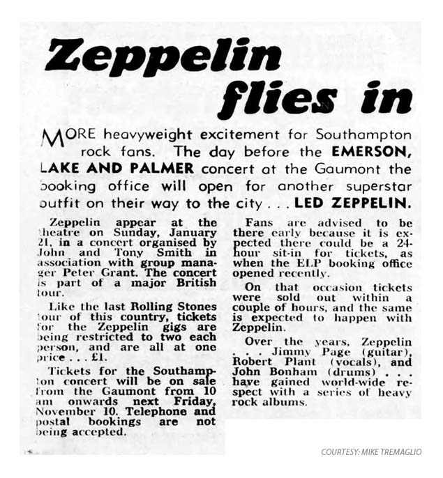 'Zeppelin Flies In' Southampton 1973 (Gaumont)