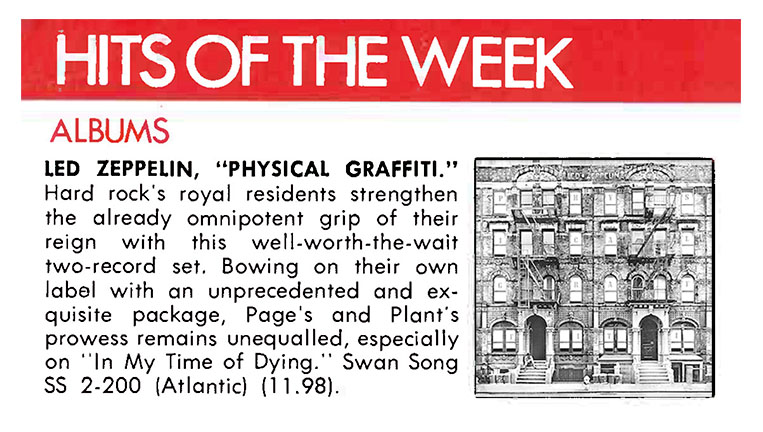 Hits of the Week (Physical Graffiti) Record World 3/75