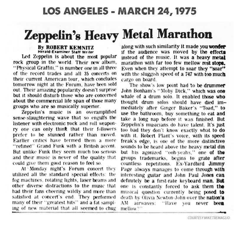 (LA 3-24-75 Review) 'Zeppelin's Heavy Metal Marathon'