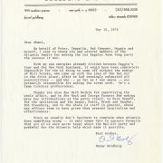 Swan Song Party Los Angeles 1974 - Thank You Letter to Ahmet Ertegun (from Danny Goldberg on behalf of Led Zeppelin)