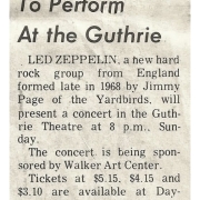 Minneapolis - May 1969 (Led Zeppelin To Perform At the Guthrie) Press