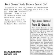 Santa Barbara 8-1-69 (Press / LZ Coming, Pop Concerts Banned)