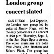 San Diego Concert Slated (Sept. 1970)