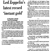 Physical Graffiti 'Instant Gold' March 1975